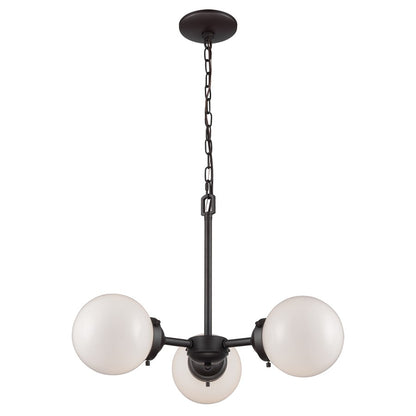 Atlas Lighting Beckett 22in 3-Light Chandelier | Modern Oil Rubbed Bronze and White Frosted Glass | Dining Room & Kitchen Island | Model CL11079-BZ1