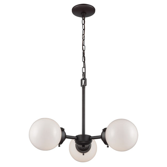 Atlas Lighting Beckett 22in 3-Light Chandelier | Modern Oil Rubbed Bronze and White Frosted Glass | Dining Room & Kitchen Island | Model CL11079-BZ1