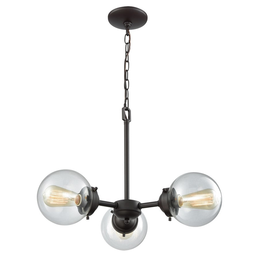 Atlas Lighting Beckett 22in 3-Light Chandelier | Modern Oil Rubbed Bronze and Clear Glass | Dining Room & Kitchen Island | Model CL11079-BZ2