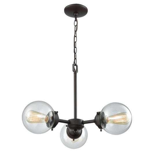 Atlas Lighting Beckett 22in 3-Light Chandelier | Modern Oil Rubbed Bronze and Clear Glass | Dining Room & Kitchen Island | Model CL11079-BZ2