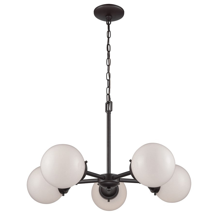 Atlas Lighting Beckett 26in 5-Light Chandelier | Modern Oil Rubbed Bronze and White Frosted Glass | Dining Room & Kitchen Island | Model CL11080-BZ1