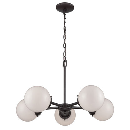 Atlas Lighting Beckett 26in 5-Light Chandelier | Modern Oil Rubbed Bronze and White Frosted Glass | Dining Room & Kitchen Island | Model CL11080-BZ1