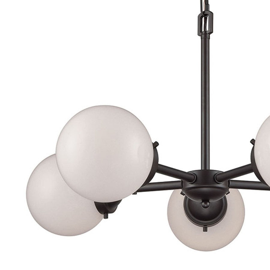 Atlas Lighting Beckett 26in 5-Light Chandelier | Modern Oil Rubbed Bronze and White Frosted Glass | Dining Room & Kitchen Island | Model CL11080-BZ1