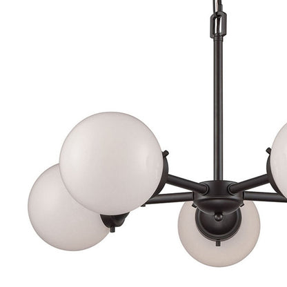 Atlas Lighting Beckett 26in 5-Light Chandelier | Modern Oil Rubbed Bronze and White Frosted Glass | Dining Room & Kitchen Island | Model CL11080-BZ1