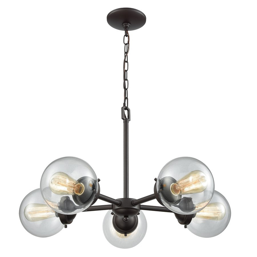 Atlas Lighting Beckett 26in 5-Light Chandelier | Modern Oil Rubbed Bronze and Clear Glass | Dining Room & Kitchen Island | Model CL11080-BZ2