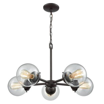 Atlas Lighting Beckett 26in 5-Light Chandelier | Modern Oil Rubbed Bronze and Clear Glass | Dining Room & Kitchen Island | Model CL11080-BZ2