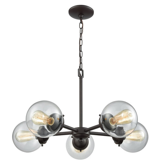 Atlas Lighting Beckett 26in 5-Light Chandelier | Modern Oil Rubbed Bronze and Clear Glass | Dining Room & Kitchen Island | Model CL11080-BZ2