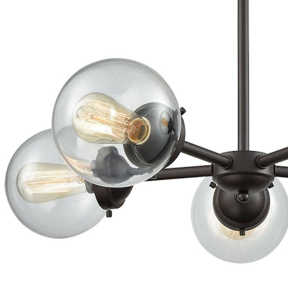 Atlas Lighting Beckett 26in 5-Light Chandelier | Modern Oil Rubbed Bronze and Clear Glass | Dining Room & Kitchen Island | Model CL11080-BZ2