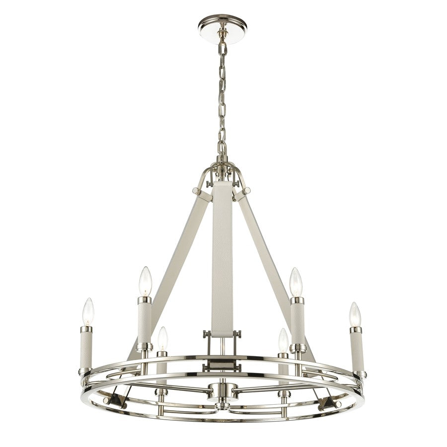 Atlas Lighting Bergamo 29'' Wide 6Lt Chandelier, Polished Nickel - CL11082-NK