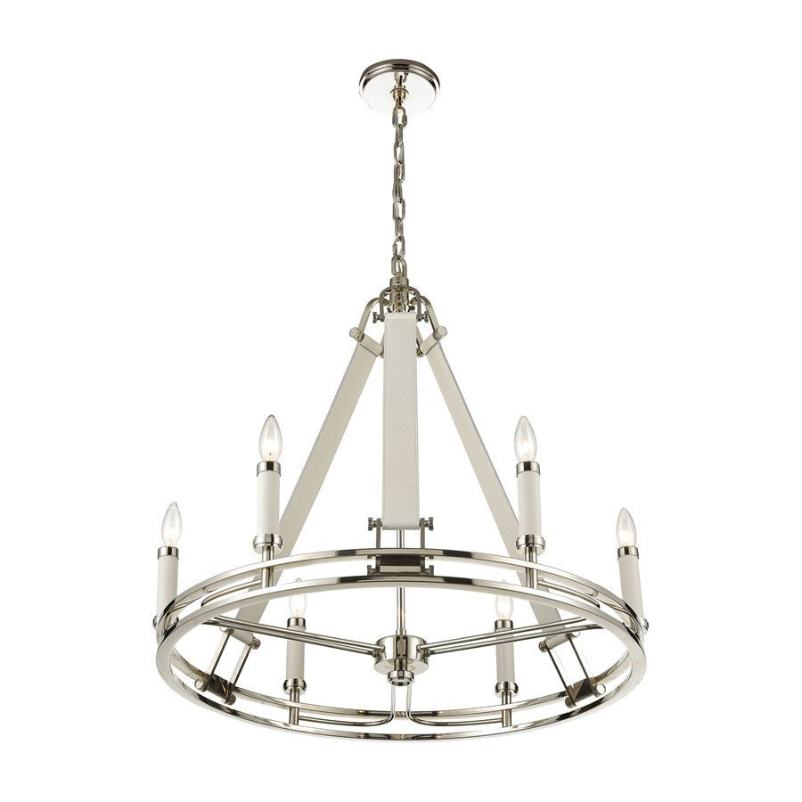 Atlas Lighting Bergamo 29'' Wide 6Lt Chandelier, Polished Nickel