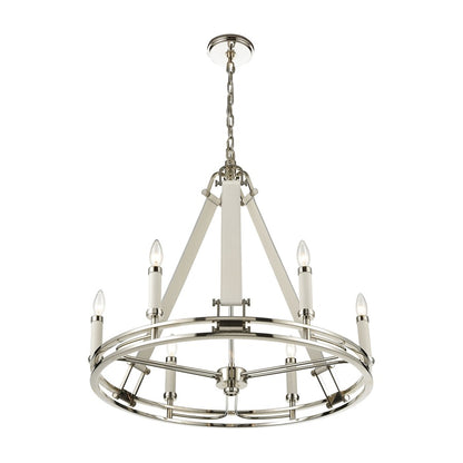 Atlas Lighting Bergamo 29'' Wide 6Lt Chandelier, Polished Nickel