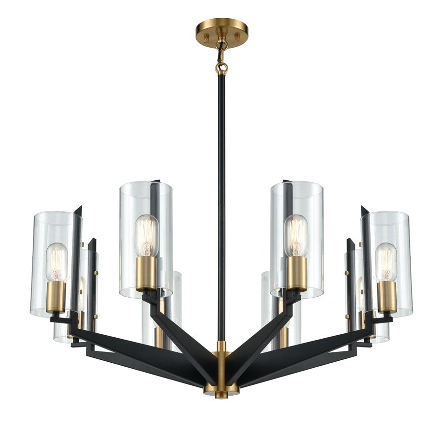 Atlas Lighting Blakeslee 33in 8-Light Chandelier | Transitional Matte Black and Satin Brass | Dining Room & Living Room | Model CL11084-BK