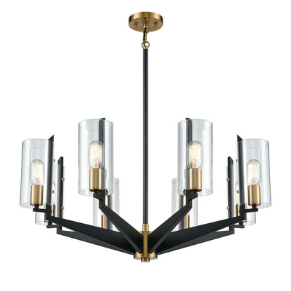Atlas Lighting Blakeslee 33in 8-Light Chandelier | Transitional Matte Black and Satin Brass | Dining Room & Living Room | Model CL11084-BK