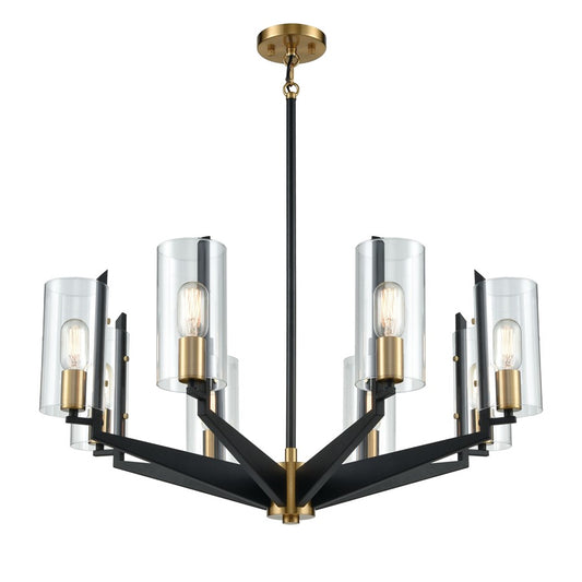 Atlas Lighting Blakeslee 33in 8-Light Chandelier | Transitional Matte Black and Satin Brass | Dining Room & Living Room | Model CL11084-BK