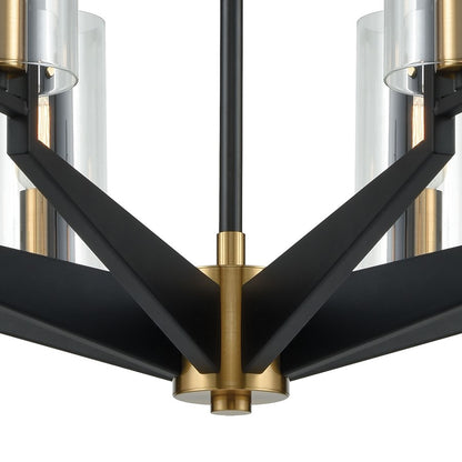 Atlas Lighting Blakeslee 33in 8-Light Chandelier | Transitional Matte Black and Satin Brass | Dining Room & Living Room | Model CL11084-BK