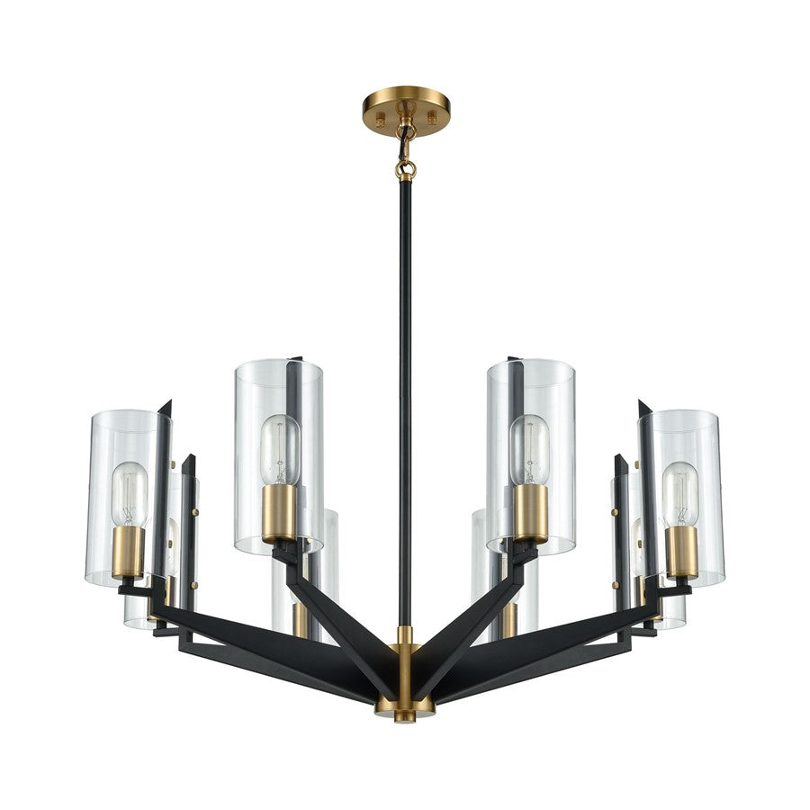 Atlas Lighting Blakeslee 33in 8-Light Chandelier | Transitional Matte Black and Satin Brass | Dining Room & Living Room | Model CL11084-BK