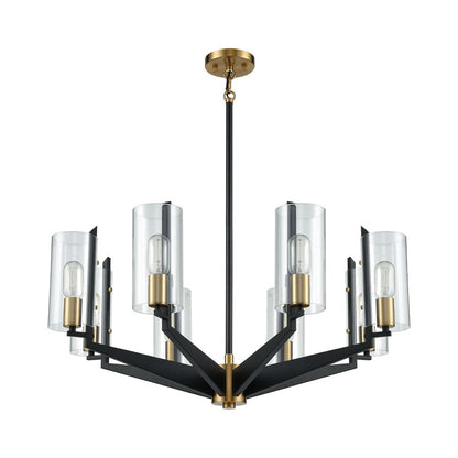 Atlas Lighting Blakeslee 33in 8-Light Chandelier | Transitional Matte Black and Satin Brass | Dining Room & Living Room | Model CL11084-BK