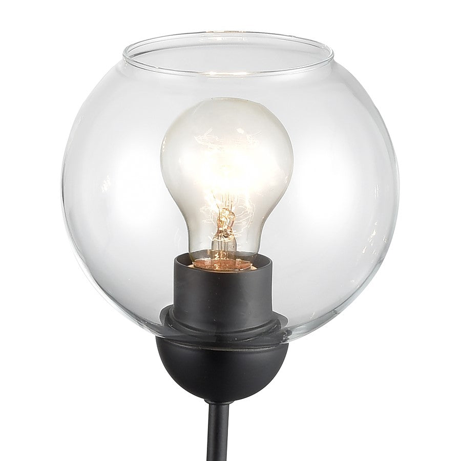 Atlas Lighting Boman 23in 3-Light Chandelier | Midcentury Matte Black and Clear Glass | Dining Room & Kitchen Island | Model CL11085-BK