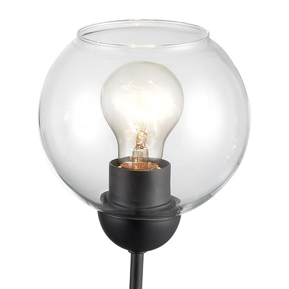 Atlas Lighting Boman 23in 3-Light Chandelier | Midcentury Matte Black and Clear Glass | Dining Room & Kitchen Island | Model CL11085-BK