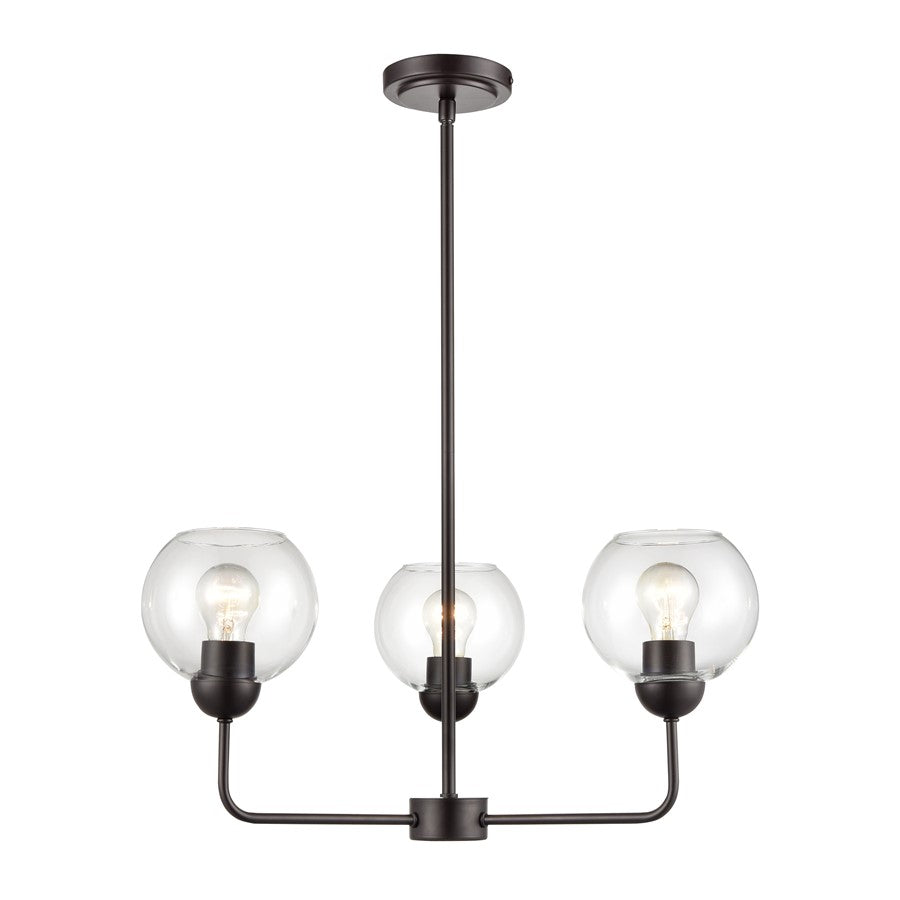 Atlas Lighting Boman 23in 3-Light Chandelier | Oil Rubbed Bronze and Clear Glass | Dining Room & Living Room | 23 x 23 x 14 in | Model CL11085-BZ