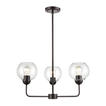 Atlas Lighting Boman 23in 3-Light Chandelier | Oil Rubbed Bronze and Clear Glass | Dining Room & Living Room | 23 x 23 x 14 in | Model CL11085-BZ