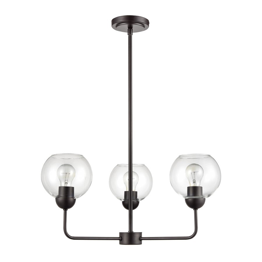 Atlas Lighting Boman 23in 3-Light Chandelier | Oil Rubbed Bronze and Clear Glass | Dining Room & Living Room | 23 x 23 x 14 in | Model CL11085-BZ