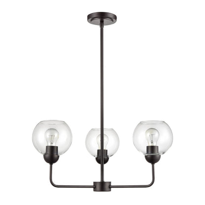 Atlas Lighting Boman 23in 3-Light Chandelier | Oil Rubbed Bronze and Clear Glass | Dining Room & Living Room | 23 x 23 x 14 in | Model CL11085-BZ