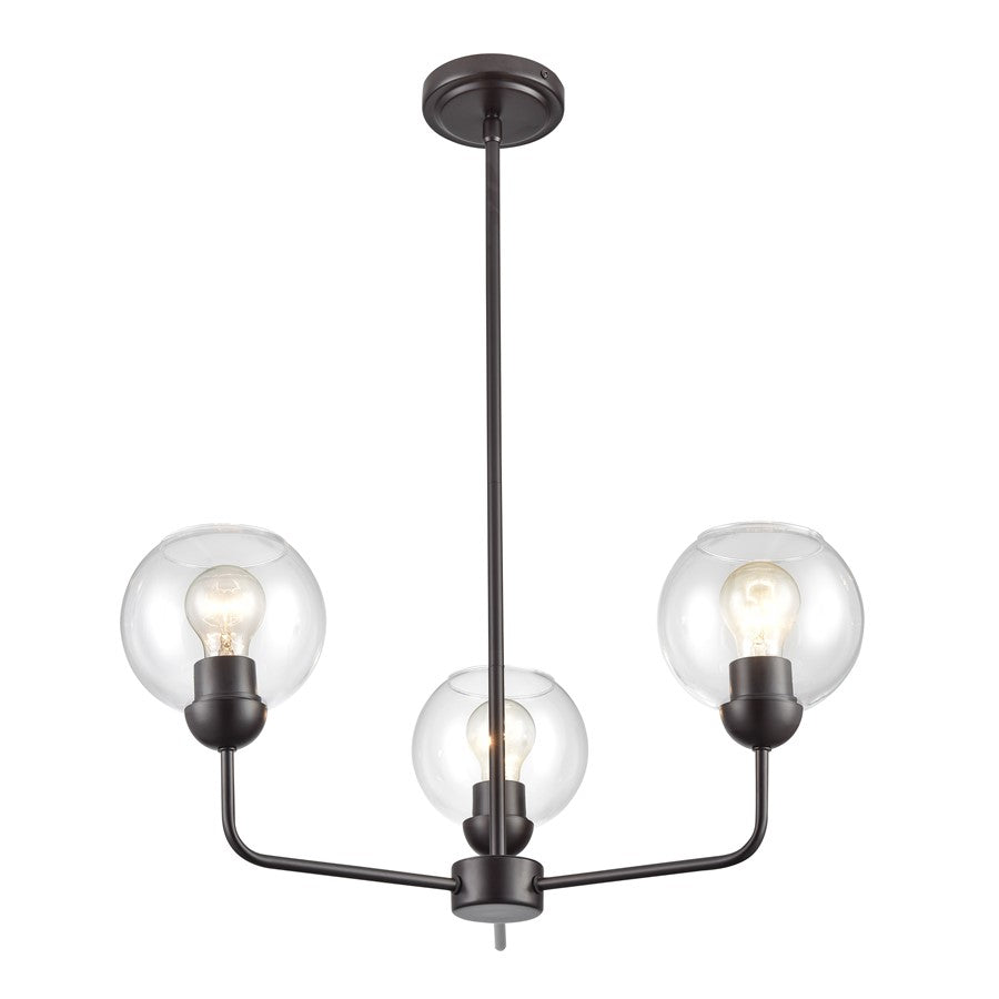 Atlas Lighting Boman 23in 3-Light Chandelier | Oil Rubbed Bronze and Clear Glass | Dining Room & Living Room | 23 x 23 x 14 in | Model CL11085-BZ