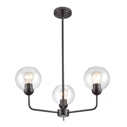 Atlas Lighting Boman 23in 3-Light Chandelier | Oil Rubbed Bronze and Clear Glass | Dining Room & Living Room | 23 x 23 x 14 in | Model CL11085-BZ