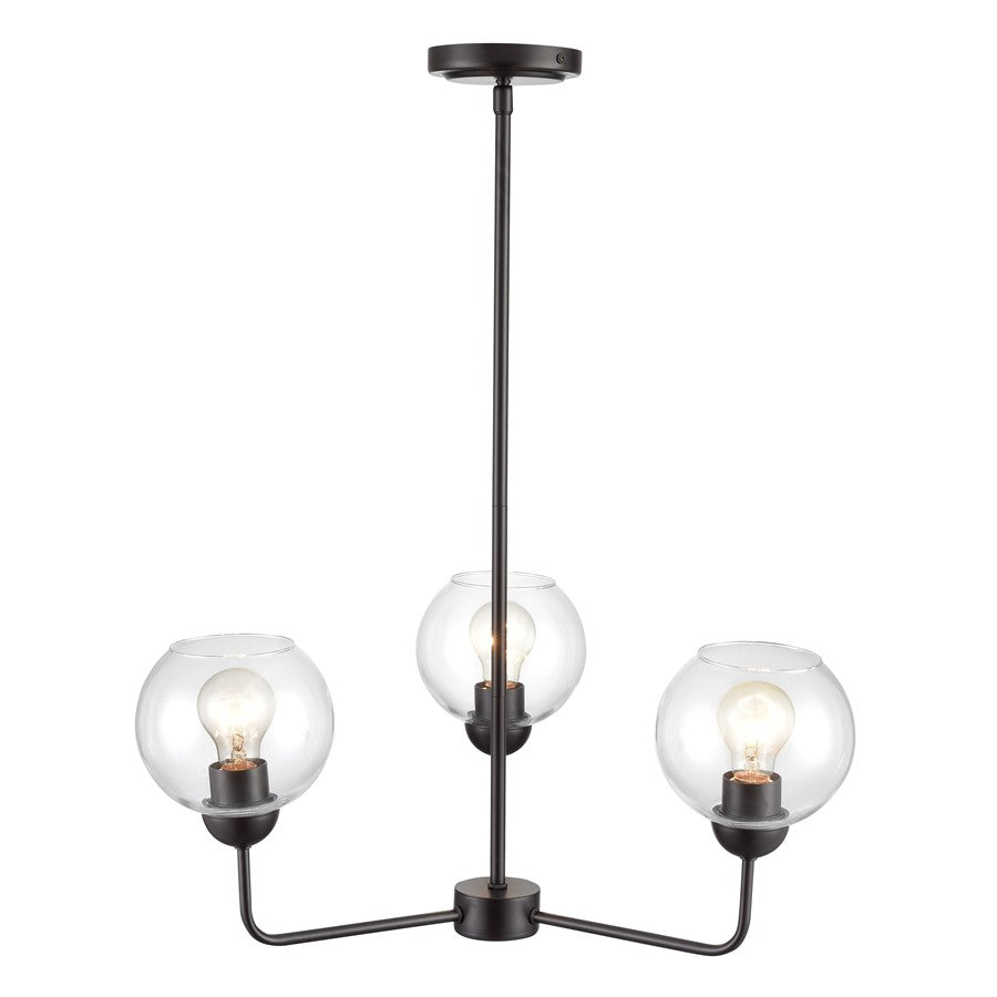 Atlas Lighting Boman 23in 3-Light Chandelier | Oil Rubbed Bronze and Clear Glass | Dining Room & Living Room | 23 x 23 x 14 in | Model CL11085-BZ