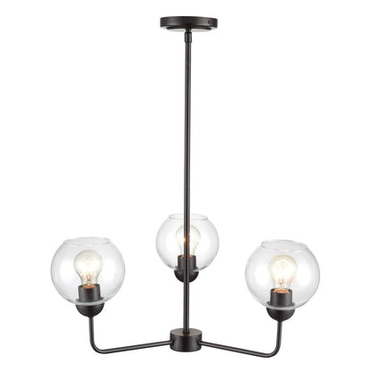 Atlas Lighting Boman 23in 3-Light Chandelier | Oil Rubbed Bronze and Clear Glass | Dining Room & Living Room | 23 x 23 x 14 in | Model CL11085-BZ