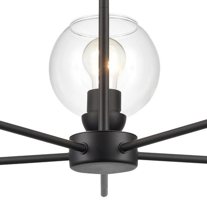 Atlas Lighting Boman 28in 5-Light Chandelier | Matte Black and Clear Glass | Dining Room & Living Room | 28 x 28 x 14 in | Model CL11086-BK