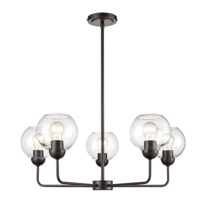 Atlas Lighting Boman 28in 5-Light Chandelier | Oil Rubbed Bronze and Clear Glass | Dining Room & Living Room | 28 x 28 x 14 in | Model CL11086-BZ
