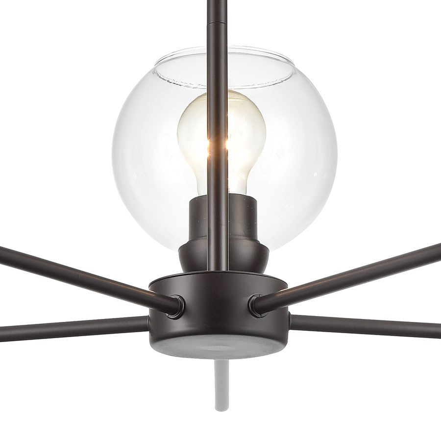 Atlas Lighting Boman 28in 5-Light Chandelier | Oil Rubbed Bronze and Clear Glass | Dining Room & Living Room | 28 x 28 x 14 in | Model CL11086-BZ