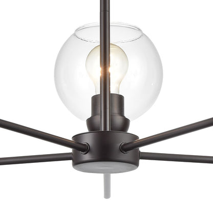 Atlas Lighting Boman 28in 5-Light Chandelier | Oil Rubbed Bronze and Clear Glass | Dining Room & Living Room | 28 x 28 x 14 in | Model CL11086-BZ