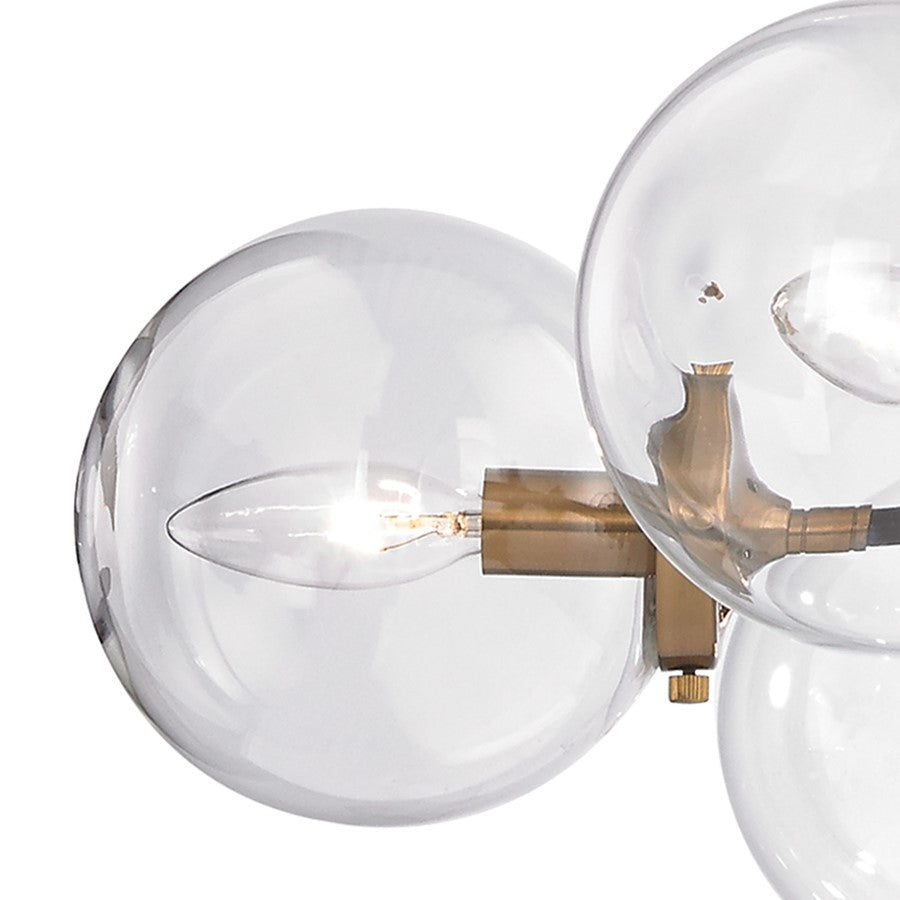 Atlas Lighting Boudreaux 28in 6-Light Chandelier | Mid-Century Antique Gold and Matte Black with Clear Glass | Kitchen Island | Model CL11088-GD