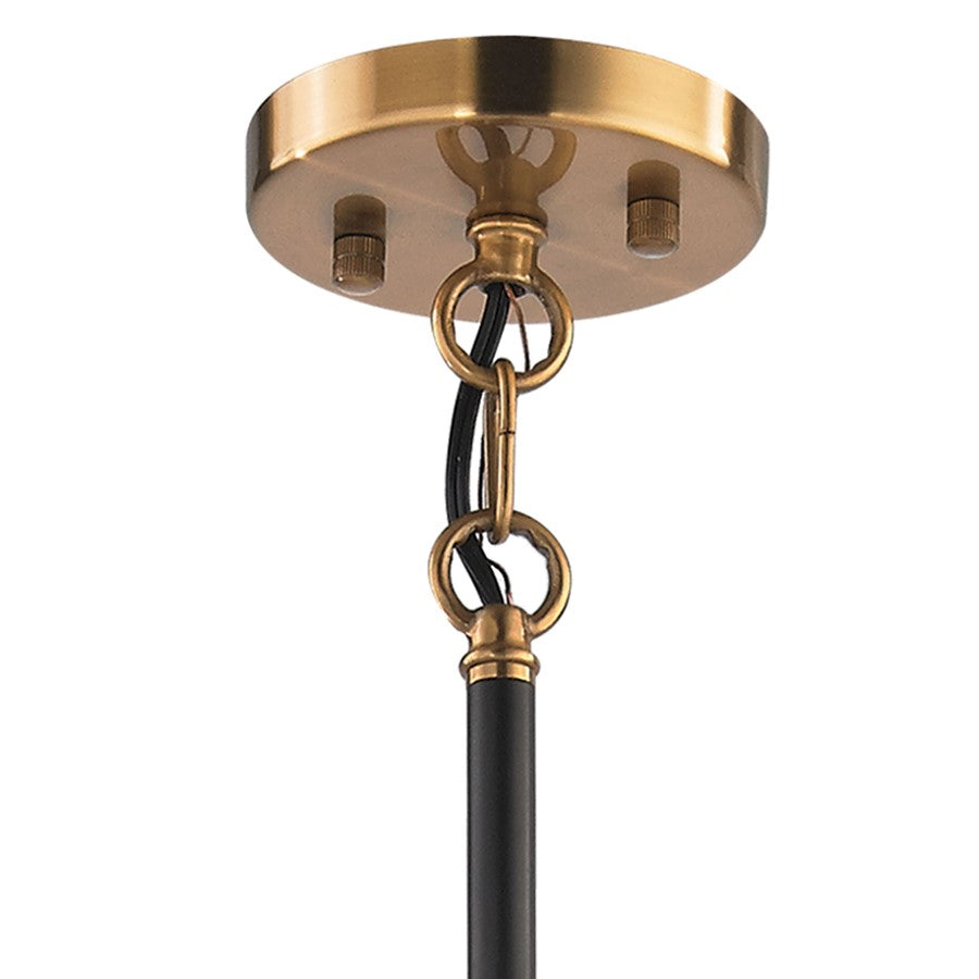Atlas Lighting Boudreaux 28in 6-Light Chandelier | Mid-Century Antique Gold and Matte Black with Clear Glass | Kitchen Island | Model CL11088-GD