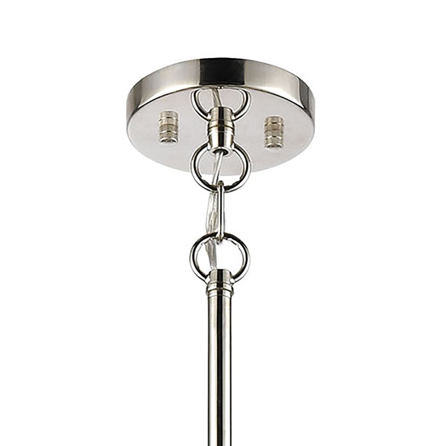 Atlas Lighting Boudreaux 36in 8-Light Chandelier | Mid-Century Polished Nickel with Frosted White Glass | Kitchen Island & Dining | Model CL11090-NK