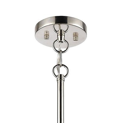 Atlas Lighting Boudreaux 36in 8-Light Chandelier | Mid-Century Polished Nickel with Frosted White Glass | Kitchen Island & Dining | Model CL11090-NK