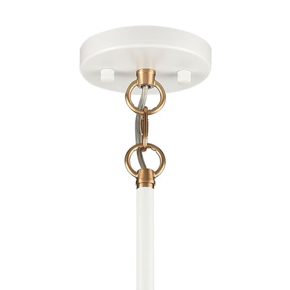 Atlas Lighting Boudreaux 36in 8-Light Chandelier | Mid-Century Matte White and Satin Brass with Clear Glass | Kitchen Island | Model CL11090-WH