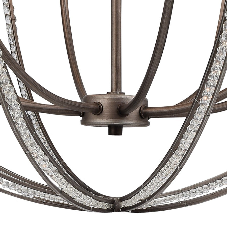 Atlas Lighting Bradington 32in 8-Light Chandelier | Modern Weathered Zinc and Crystal with Gray Metal | Dining Room & Entryway | Model CL11092-SV