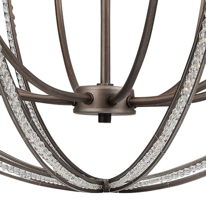 Atlas Lighting Bradington 32in 8-Light Chandelier | Modern Weathered Zinc and Crystal with Gray Metal | Dining Room & Entryway | Model CL11092-SV