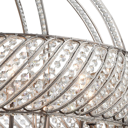 Atlas Lighting Bradington 32in 8-Light Chandelier | Modern Weathered Zinc and Crystal with Gray Metal | Dining Room & Entryway | Model CL11092-SV