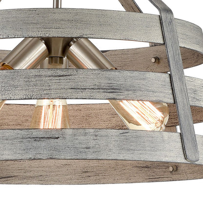 Atlas Lighting Brigantine 18in 3-Light Chandelier | Transitional Weathered Gray and Satin Nickel with Metal Shade | Dining Room | Model CL11093-GY