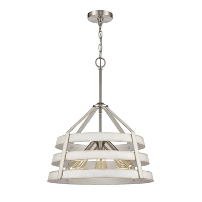 Atlas Lighting Brigantine 18in 3-Light Chandelier | Transitional Weathered White and Satin Nickel Metal Shade | Kitchen Island | Model CL11093-WH
