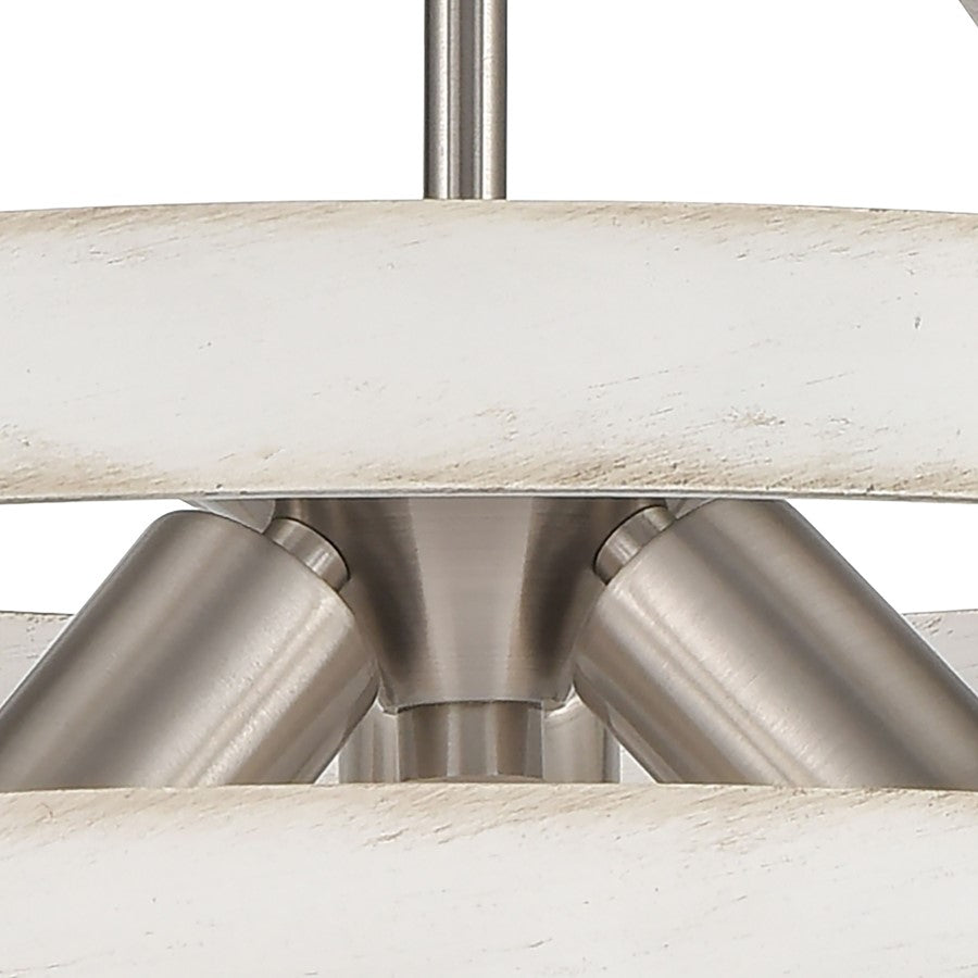 Atlas Lighting Brigantine 18in 3-Light Chandelier | Transitional Weathered White and Satin Nickel Metal Shade | Kitchen Island | Model CL11093-WH