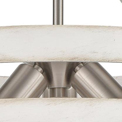 Atlas Lighting Brigantine 18in 3-Light Chandelier | Transitional Weathered White and Satin Nickel Metal Shade | Kitchen Island | Model CL11093-WH