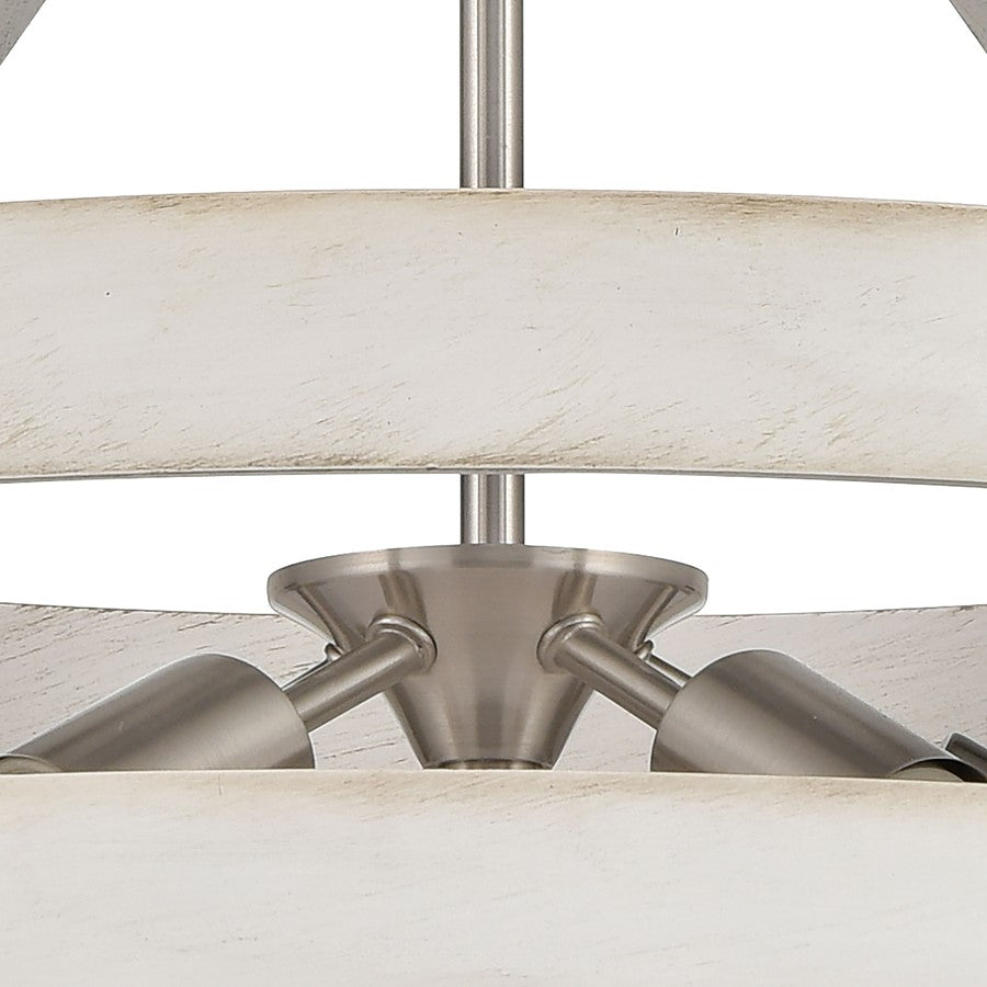 Atlas Lighting Brigantine 24in 5-Light Chandelier | Transitional Weathered White and Satin Nickel Metal Shade | Kitchen Island | Model CL11094-WH
