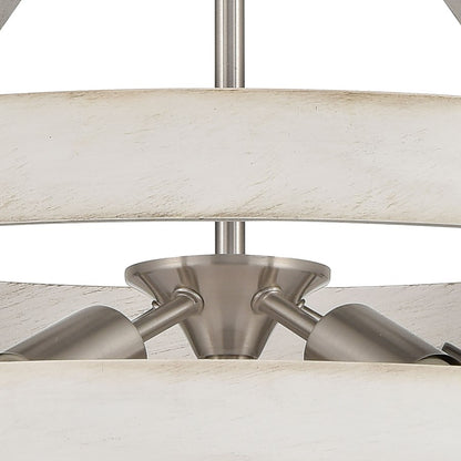 Atlas Lighting Brigantine 24in 5-Light Chandelier | Transitional Weathered White and Satin Nickel Metal Shade | Kitchen Island | Model CL11094-WH
