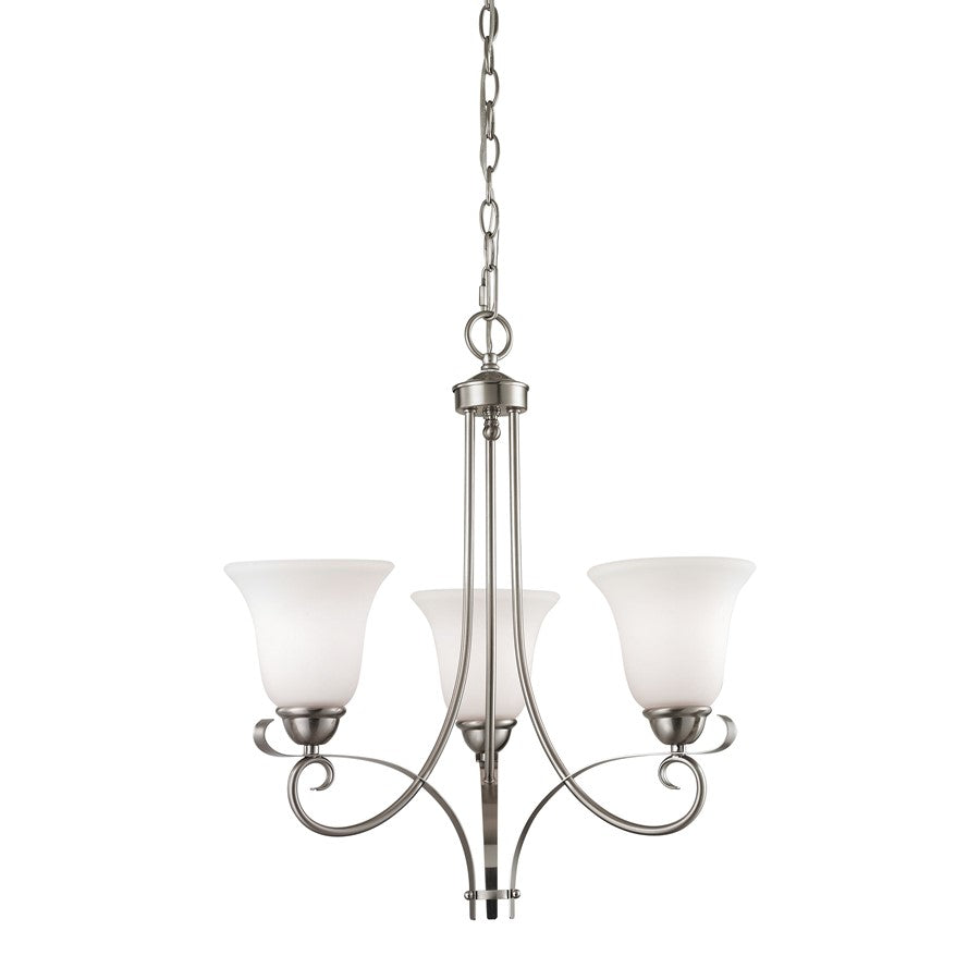 Atlas Lighting Brighton 20in 3-Light Chandelier | Traditional Brushed Nickel and Frosted Glass | Dining Room & Living Room | Model CL11095-NK